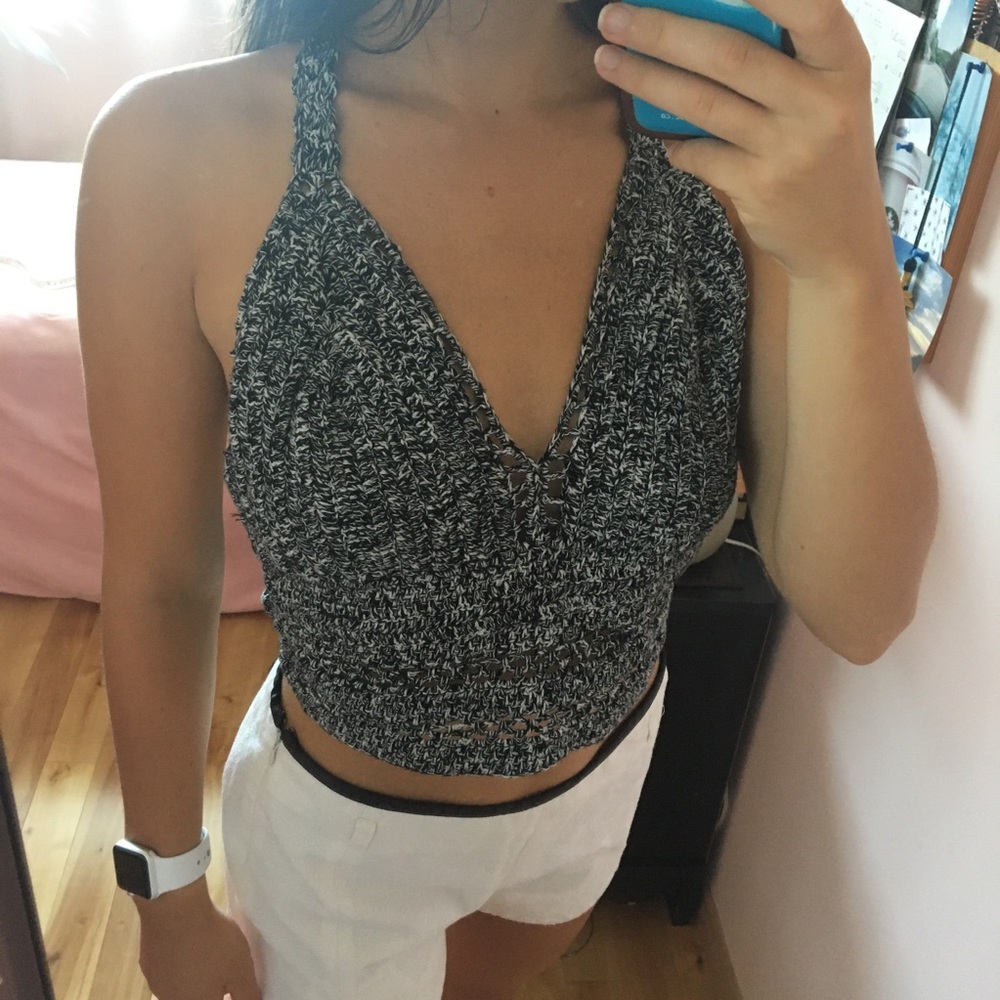 Boho Crochet Top with Criss Cross Straps (L)